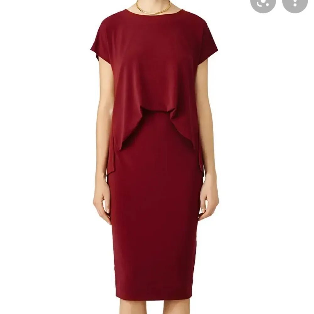 Malene Birger Dress Red Bateau Neck Maroon Size XS